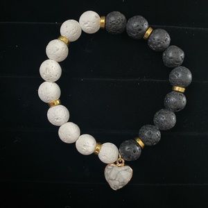 Natural Lava Rock and Howlite Healing Bracelet
